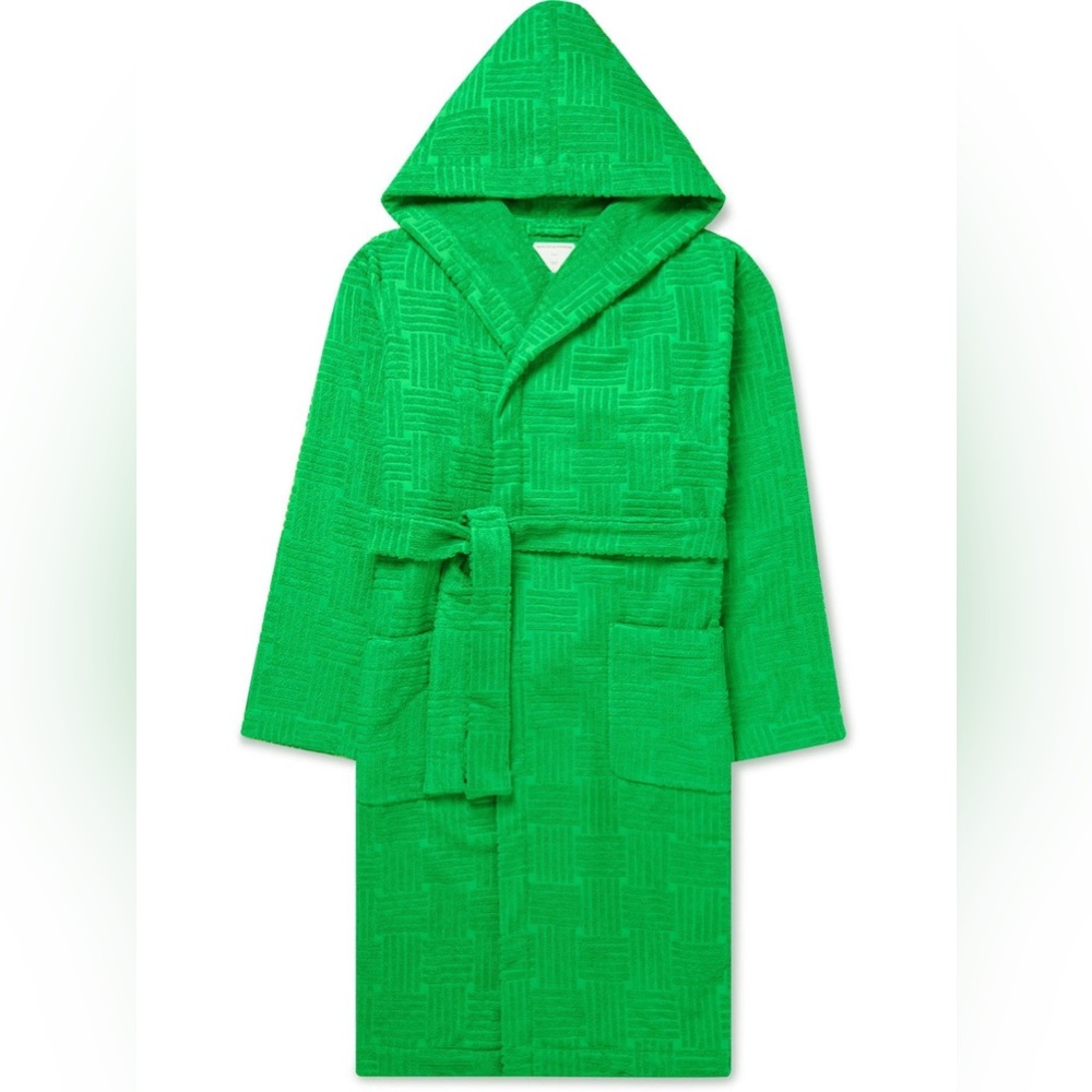 BNWT Bottega Veneta Intreccio Pattern Cotton Bathrobe Small